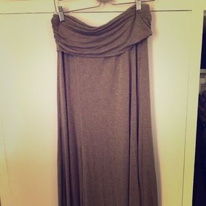 Tan fold over maxi skirt